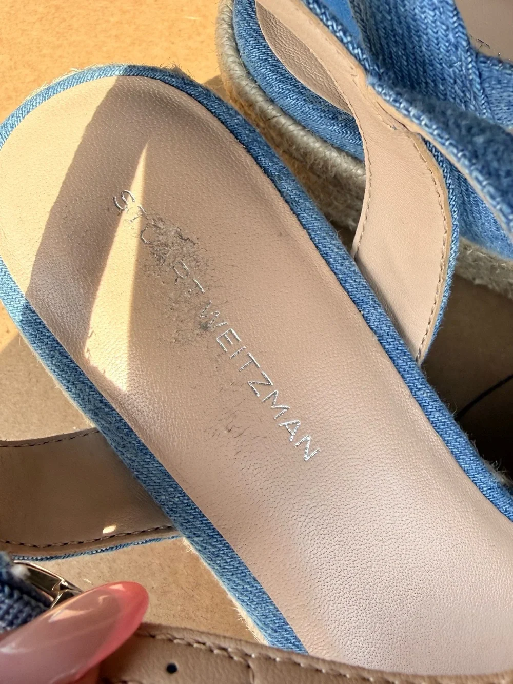 Stuart Weitzman Denim Blue Espadrille Ankle-Strap Sandals